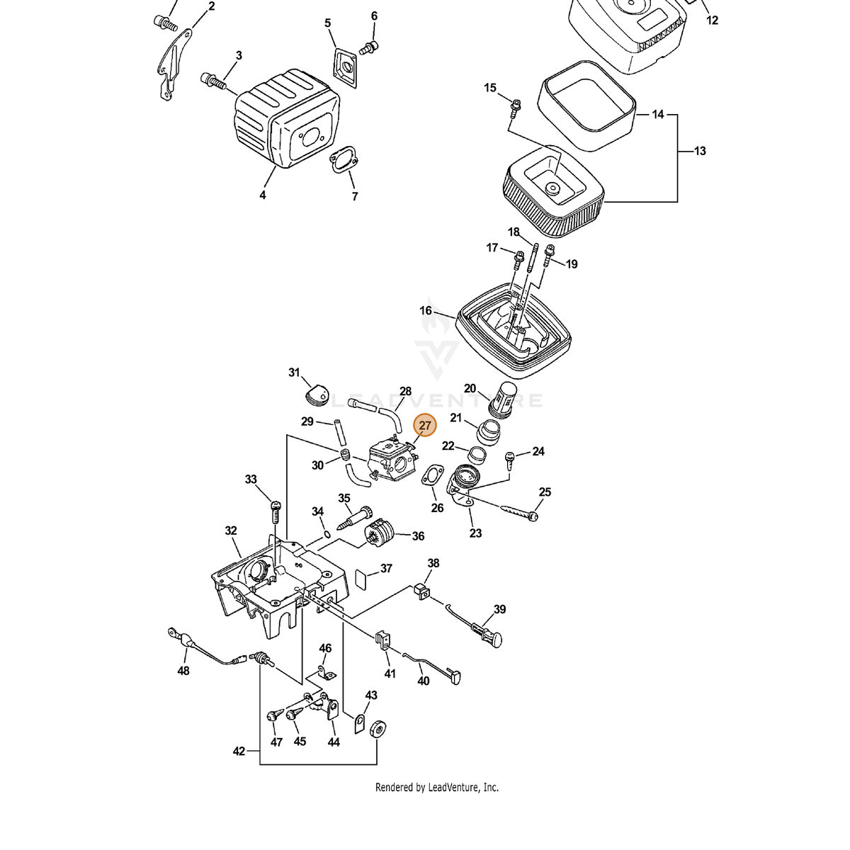 ECHO part A021000730 — IPL diagram snippet (6x zoom, amber highlight)