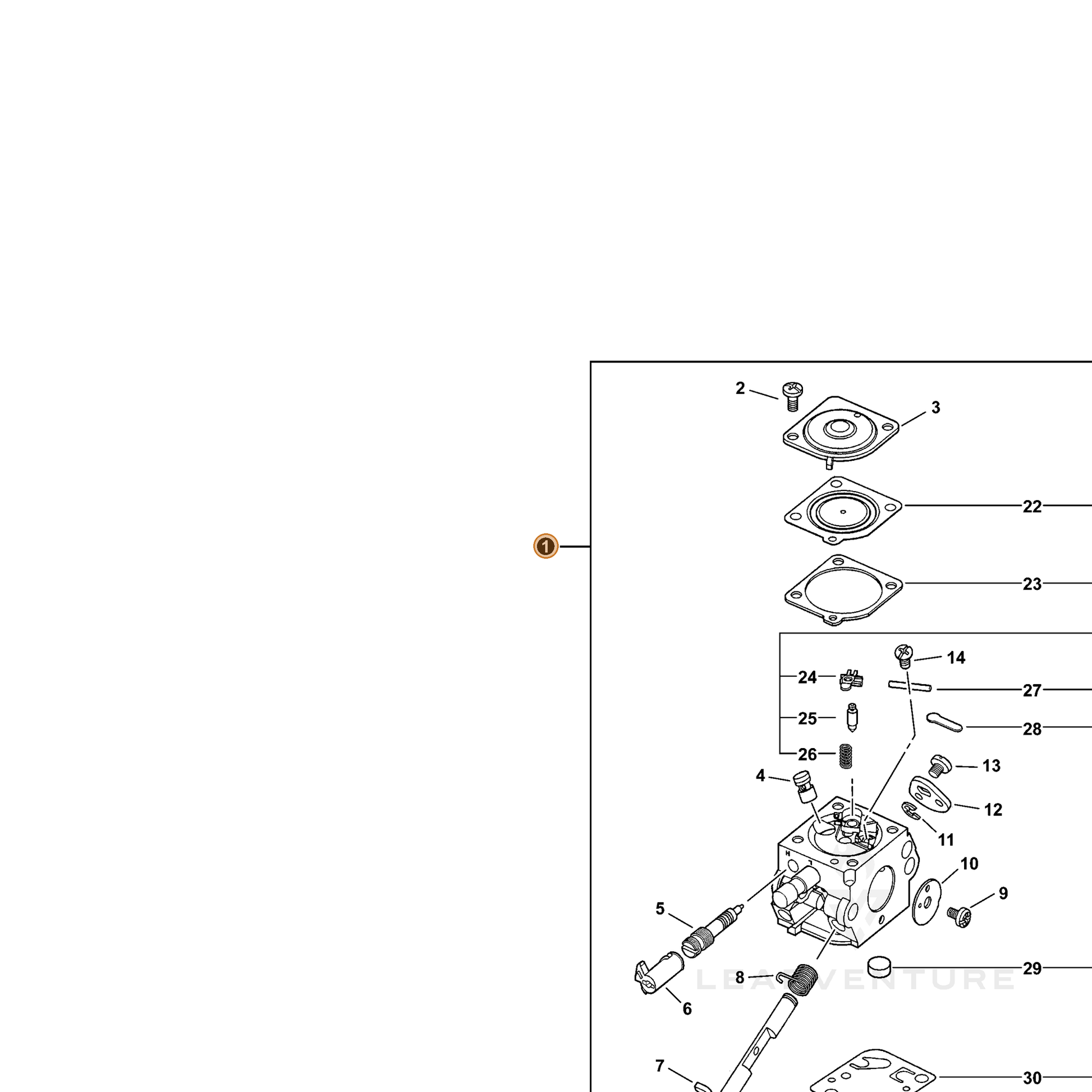 ECHO part A021000943 — IPL diagram snippet (6x zoom, amber highlight)