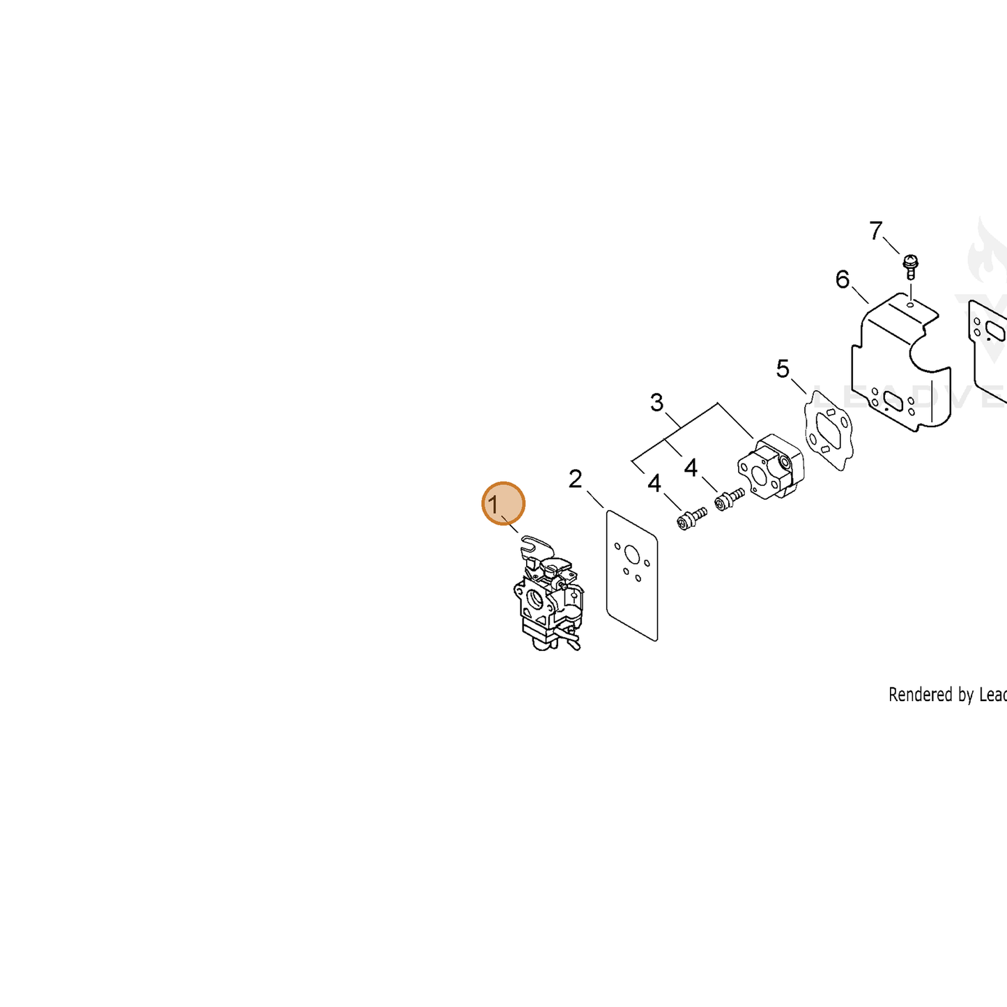 ECHO part A021000991 — IPL diagram snippet (6x zoom, amber highlight)