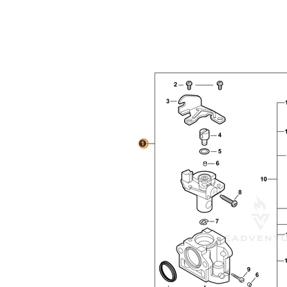 ECHO part A021001172 — IPL diagram snippet (6x zoom, amber highlight)