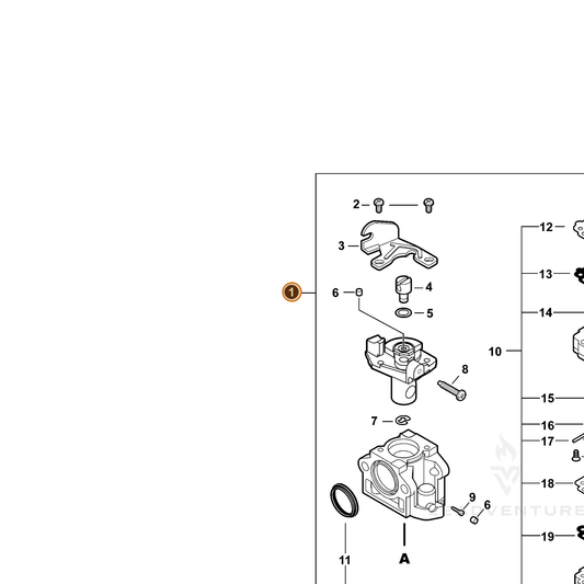 ECHO part A021001341 — IPL diagram snippet (6x zoom, amber highlight)