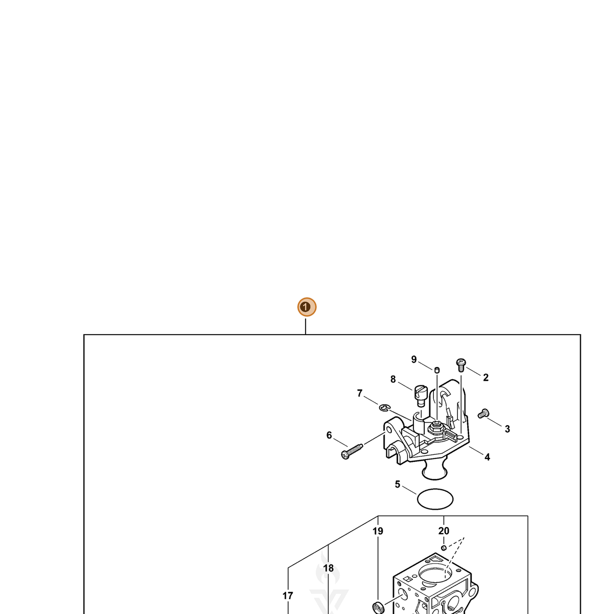 ECHO part A021001522 — IPL diagram snippet (6x zoom, amber highlight)