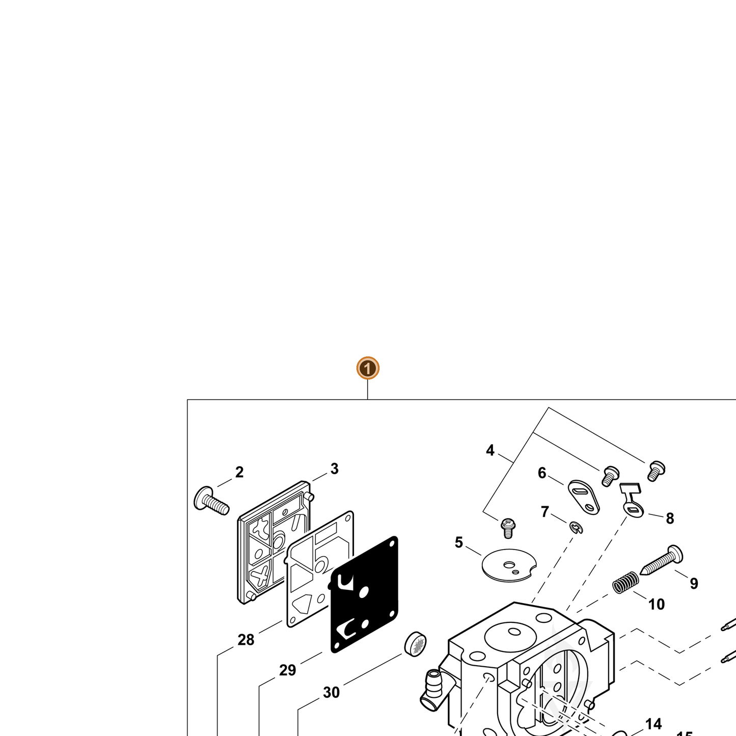 ECHO part A021001662 — IPL diagram snippet (6x zoom, amber highlight)