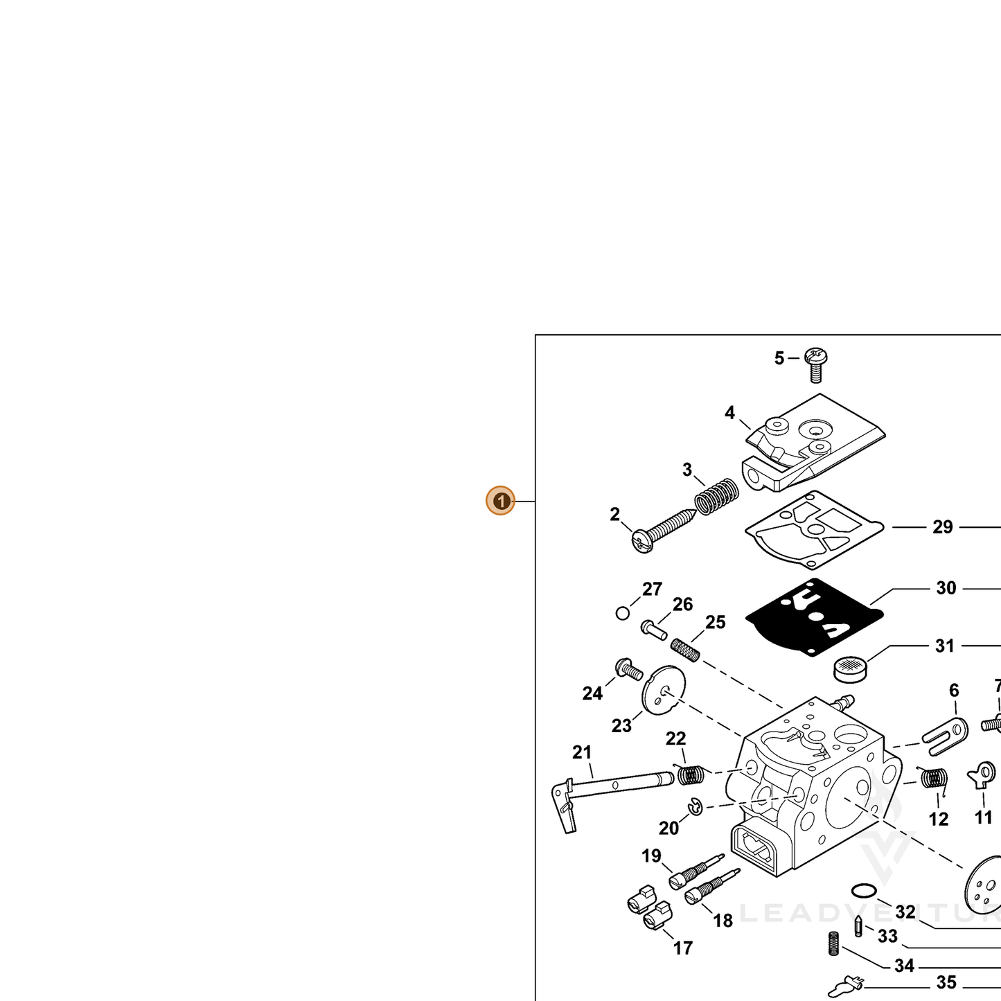 ECHO part A021001700 — IPL diagram snippet (6x zoom, amber highlight)