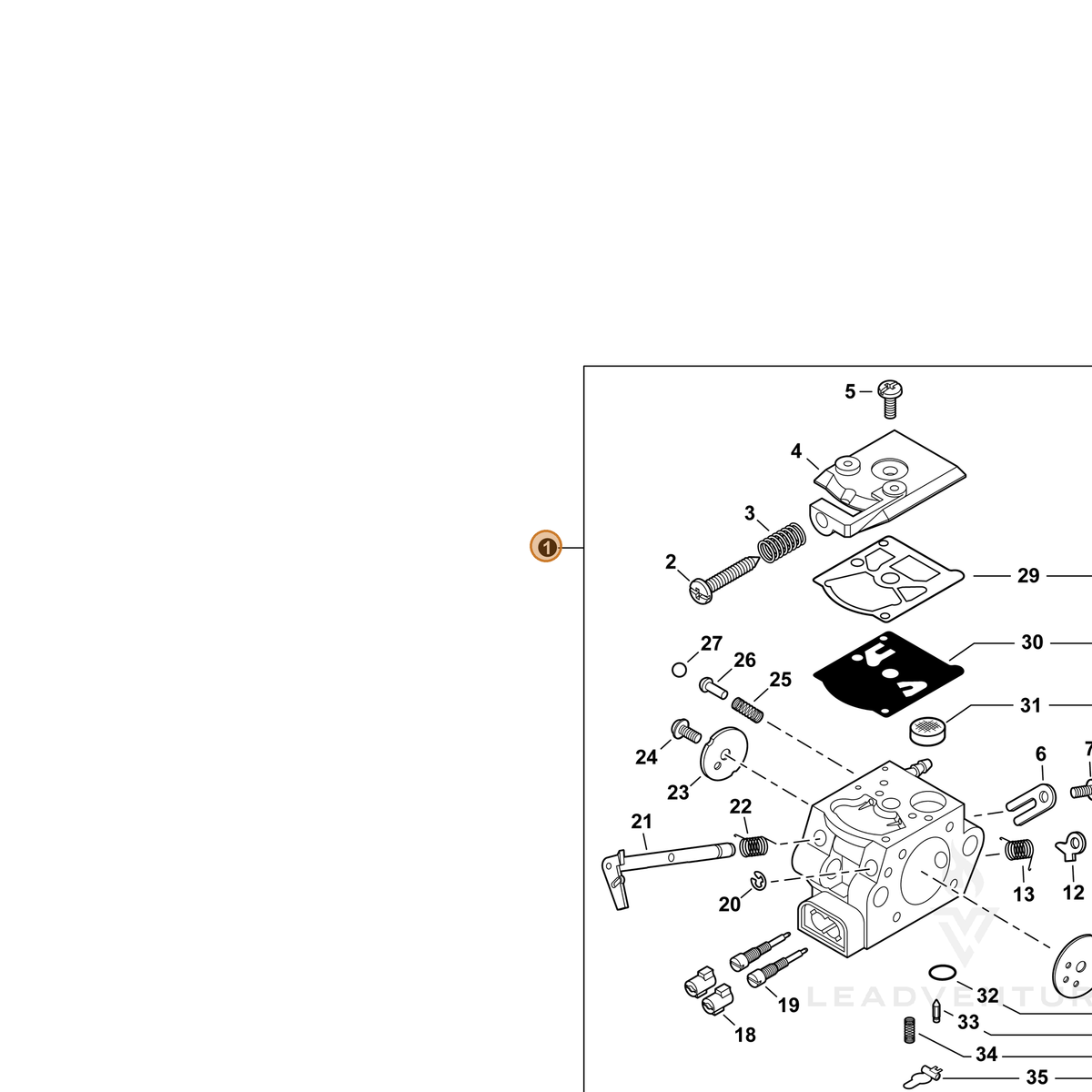 ECHO part A021003330 — IPL diagram snippet (6x zoom, amber highlight)
