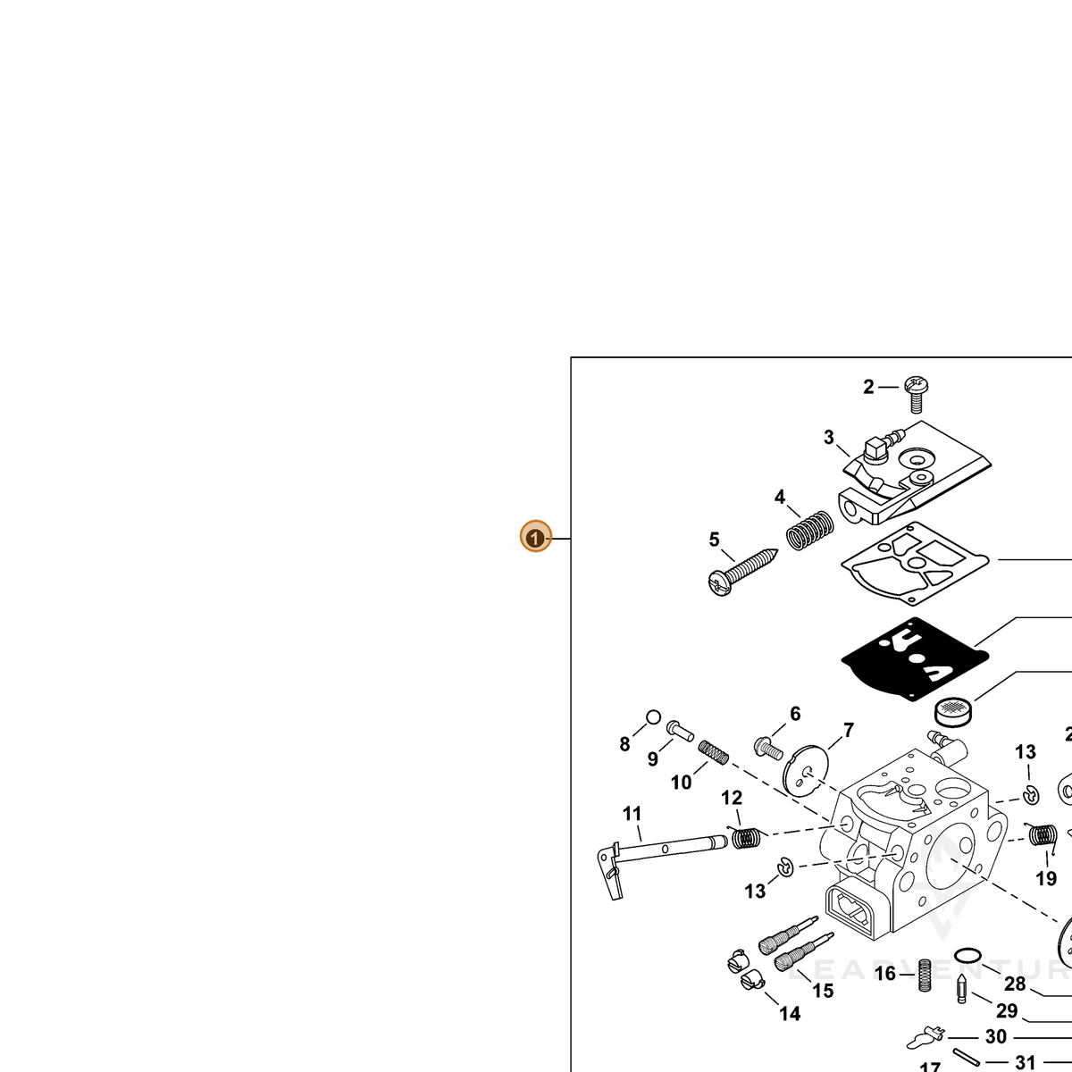 ECHO part A021003391 — IPL diagram snippet (6x zoom, amber highlight)