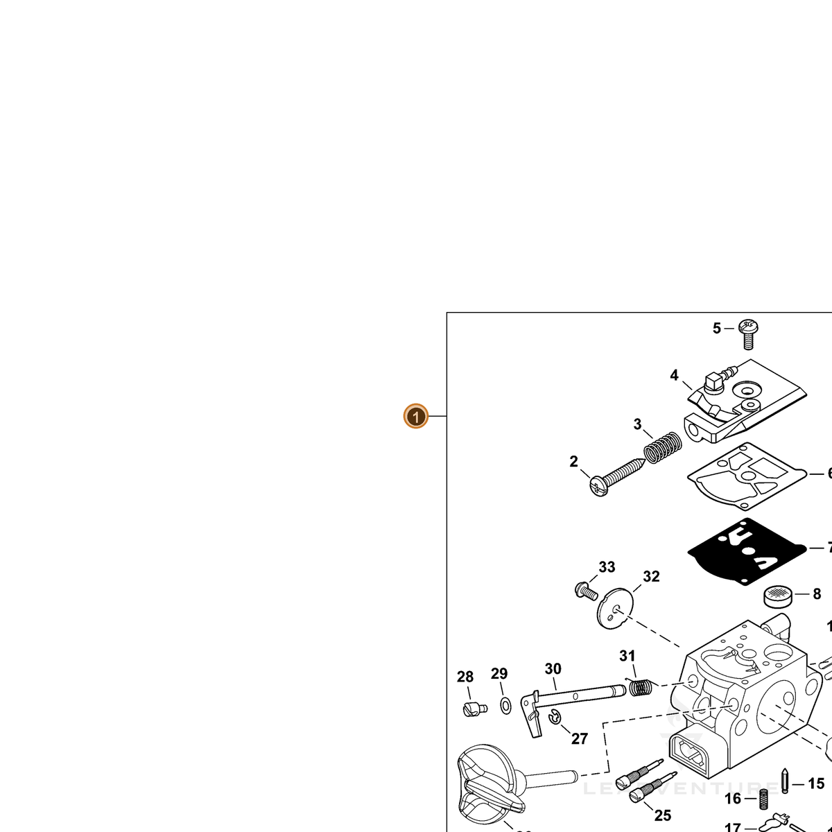 ECHO part A021004220 — IPL diagram snippet (6x zoom, amber highlight)