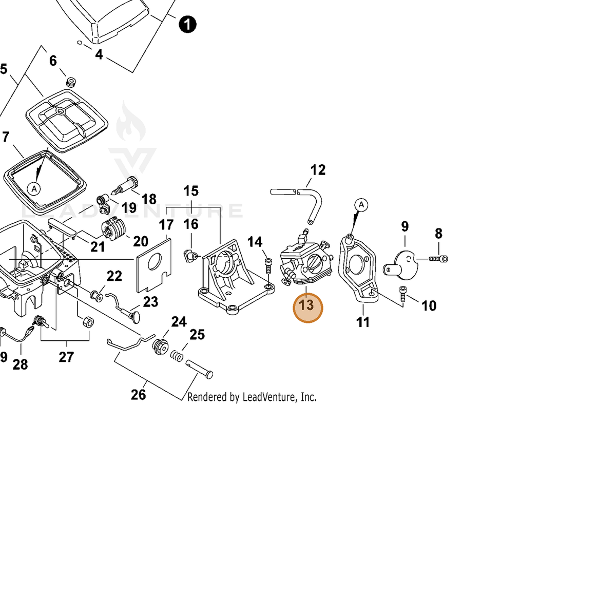 ECHO part A021004240 — IPL diagram snippet (6x zoom, amber highlight)