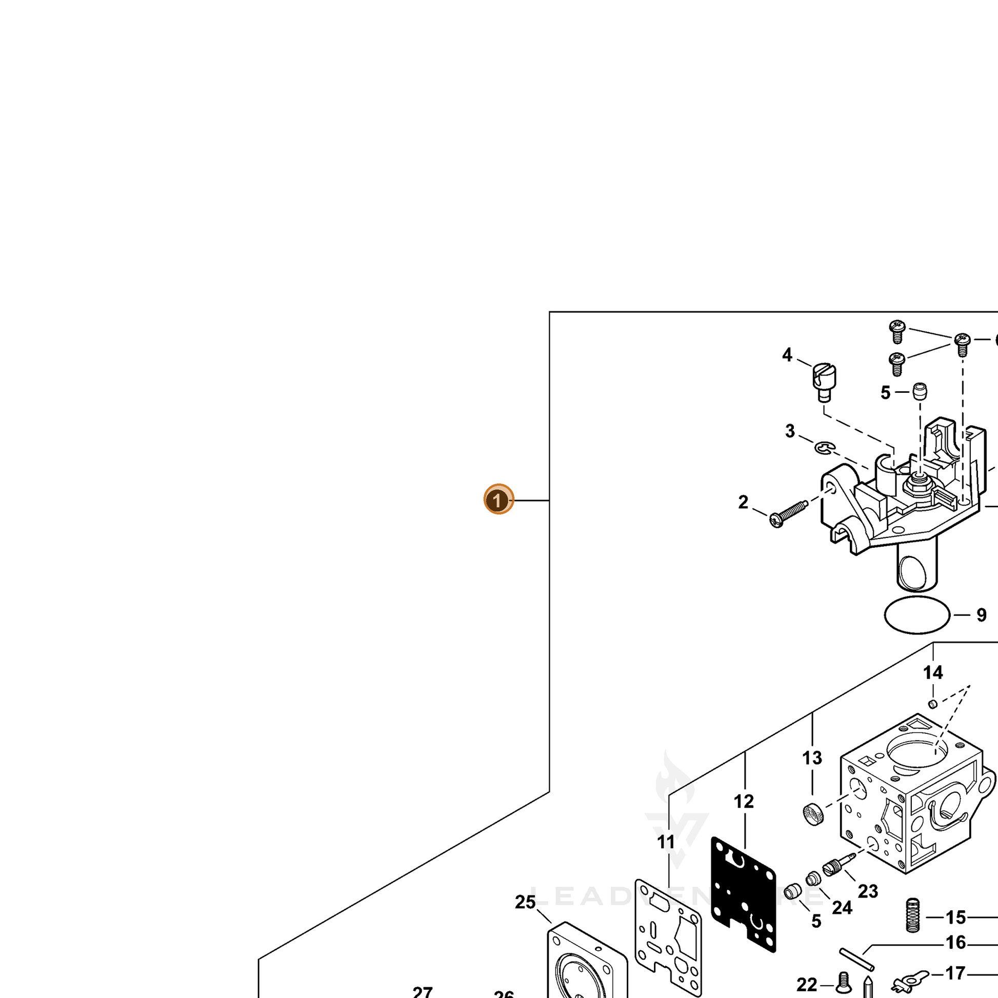 ECHO part A021004270 — IPL diagram snippet (6x zoom, amber highlight)