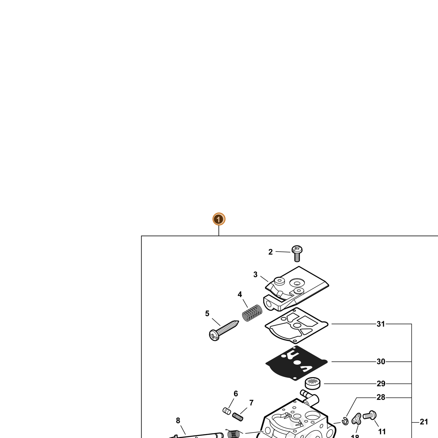 ECHO part A021004310 — IPL diagram snippet (6x zoom, amber highlight)