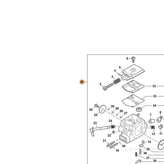 Echo part A021004401 — IPL diagram snippet (6x zoom, amber highlight)