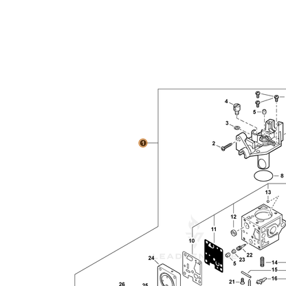 ECHO part A021004801 — IPL diagram snippet (6x zoom, amber highlight)