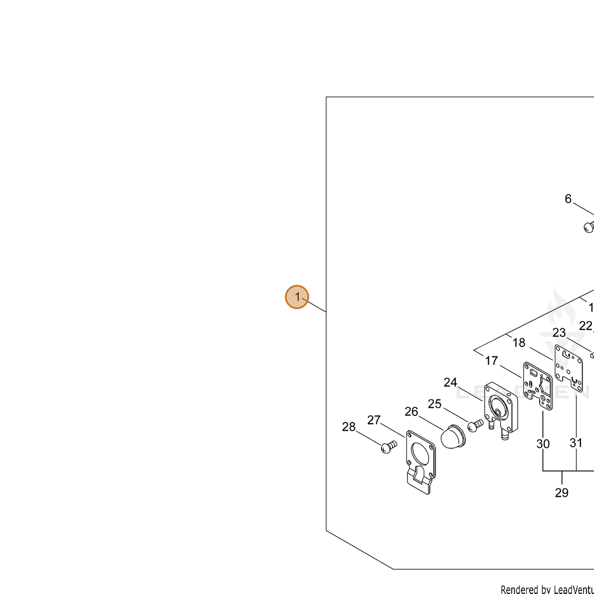 ECHO part A021004900 — IPL diagram snippet (6x zoom, amber highlight)