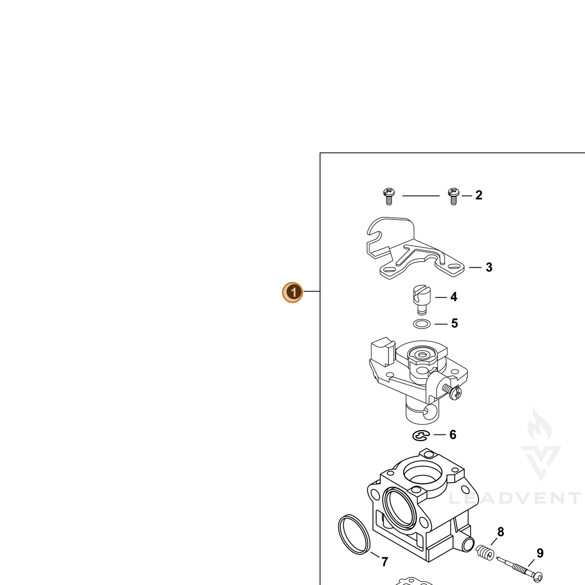 ECHO part A021004980 — IPL diagram snippet (6x zoom, amber highlight)