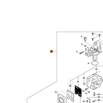 ECHO part A021005060 — IPL diagram snippet (6x zoom, amber highlight)