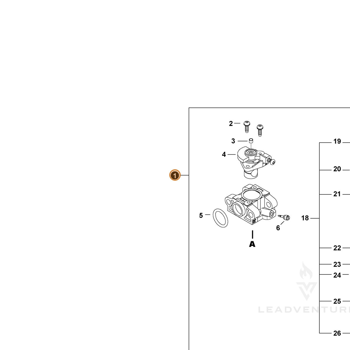 Echo part A021005320 — IPL diagram snippet (6x zoom, amber highlight)