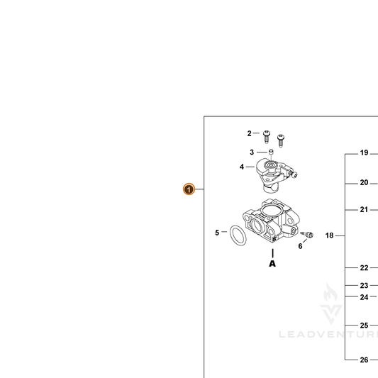 Echo part A021005320 — IPL diagram snippet (6x zoom, amber highlight)
