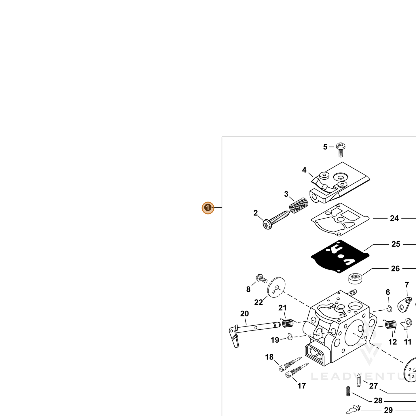 ECHO part A021005360 — IPL diagram snippet (6x zoom, amber highlight)