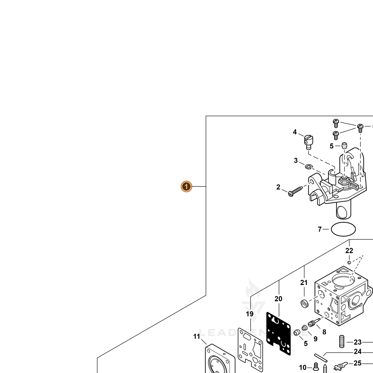 ECHO part A021005450 — IPL diagram snippet (6x zoom, amber highlight)