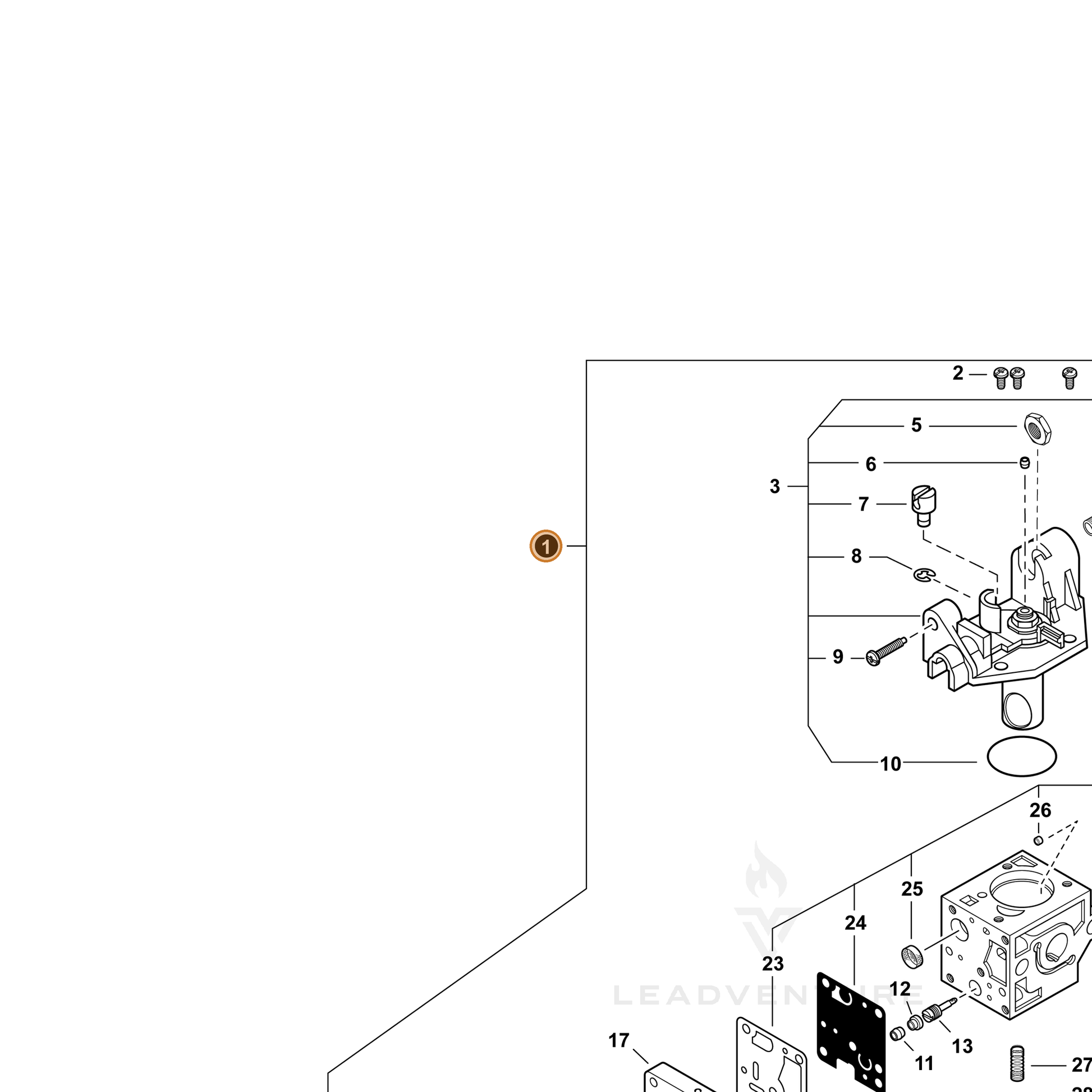 ECHO part A021005460 — IPL diagram snippet (6x zoom, amber highlight)