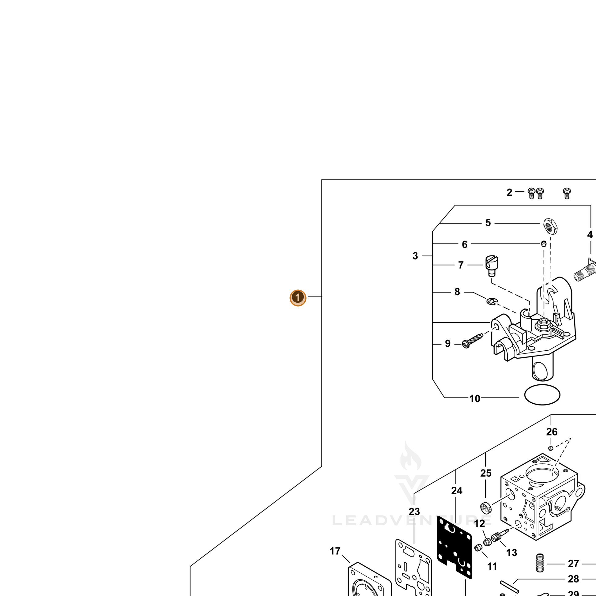 ECHO part A021005470 — IPL diagram snippet (6x zoom, amber highlight)