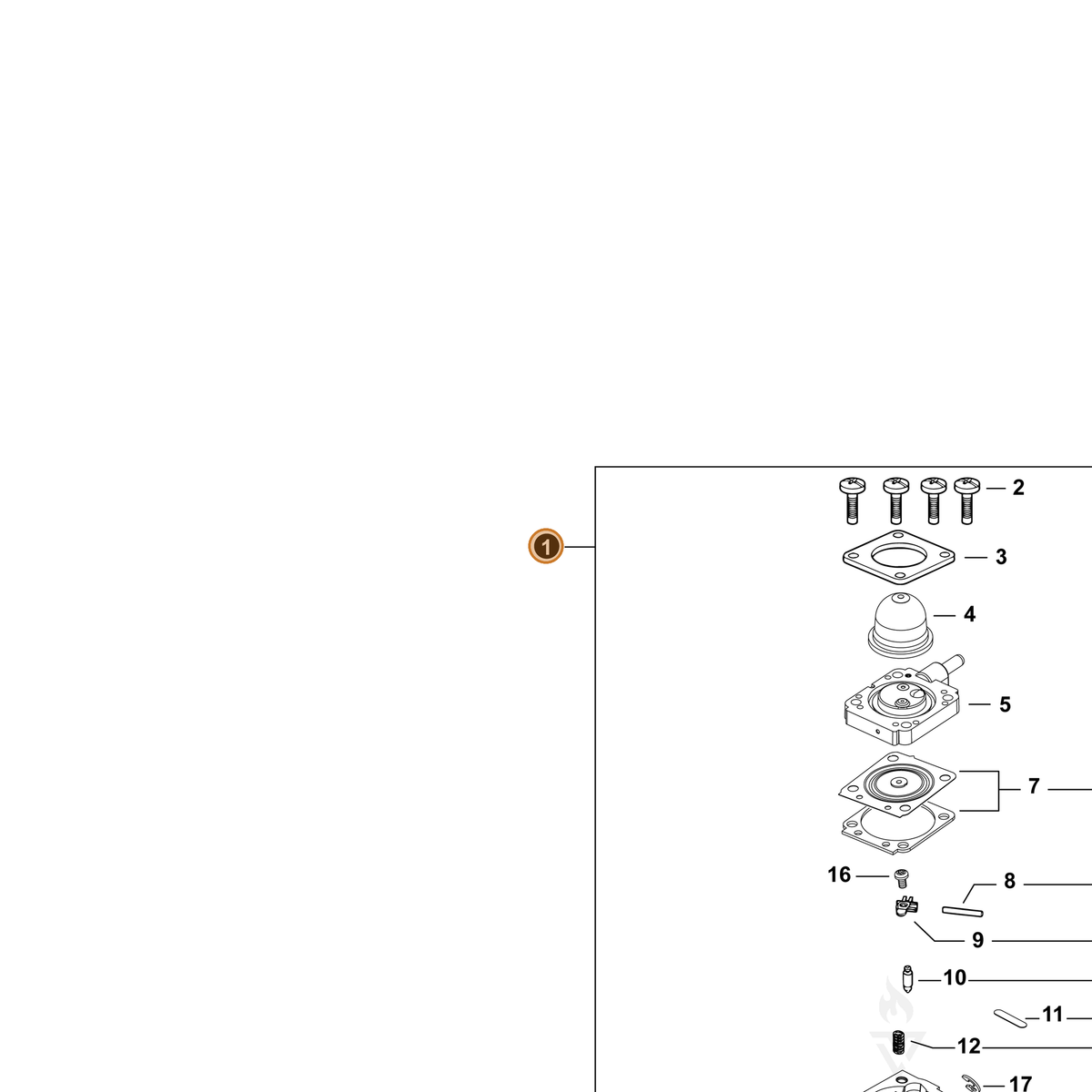 Echo part A021005571 — IPL diagram snippet (6x zoom, amber highlight)