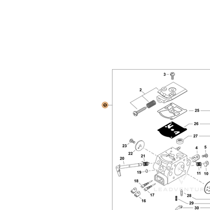 ECHO part A021005640 — IPL diagram snippet (6x zoom, amber highlight)