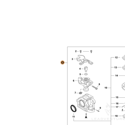 ECHO part A021005650 — IPL diagram snippet (6x zoom, amber highlight)