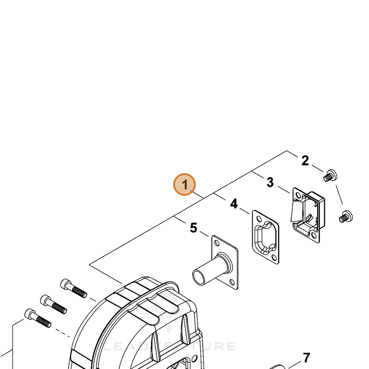 ECHO part A030000780 — IPL diagram snippet (6x zoom, amber highlight)
