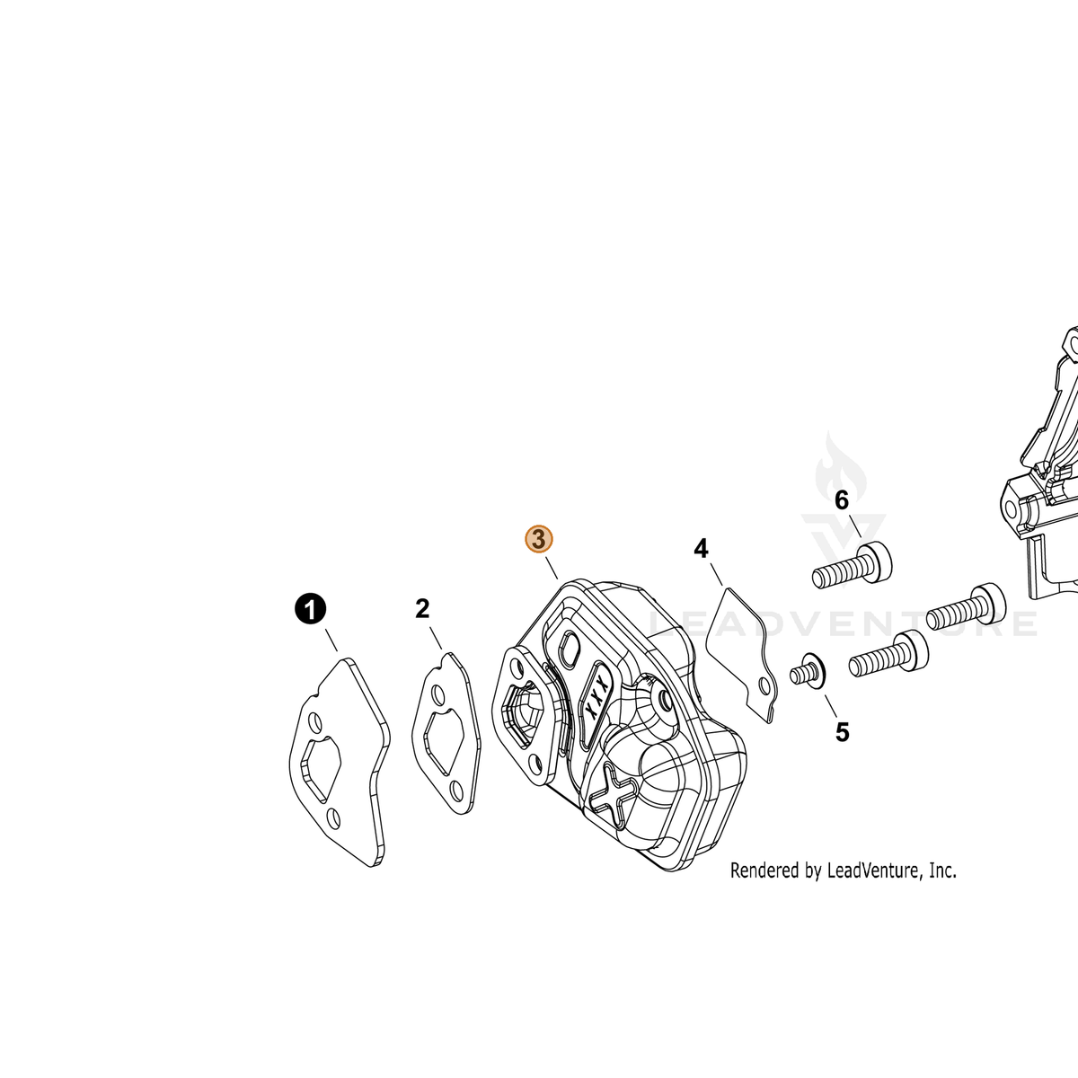 ECHO part A030000860 — IPL diagram snippet (6x zoom, amber highlight)