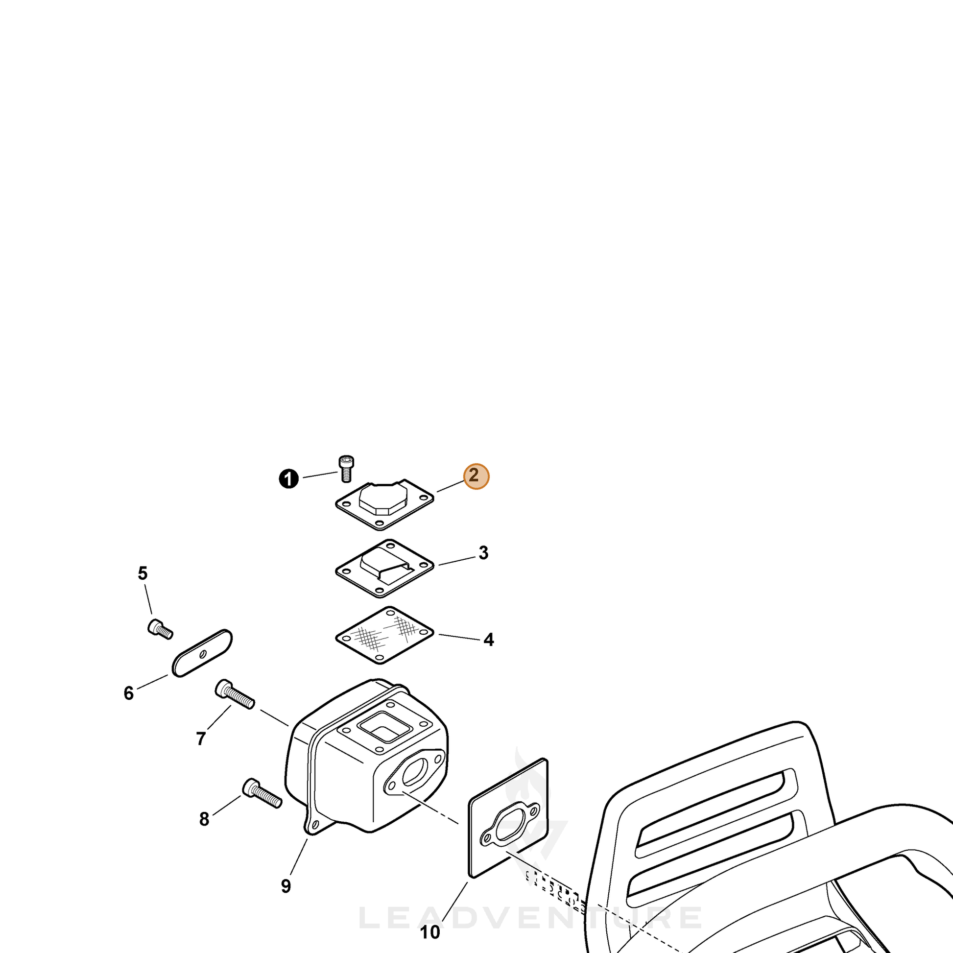 ECHO part A031000030 — IPL diagram snippet (6x zoom, amber highlight)