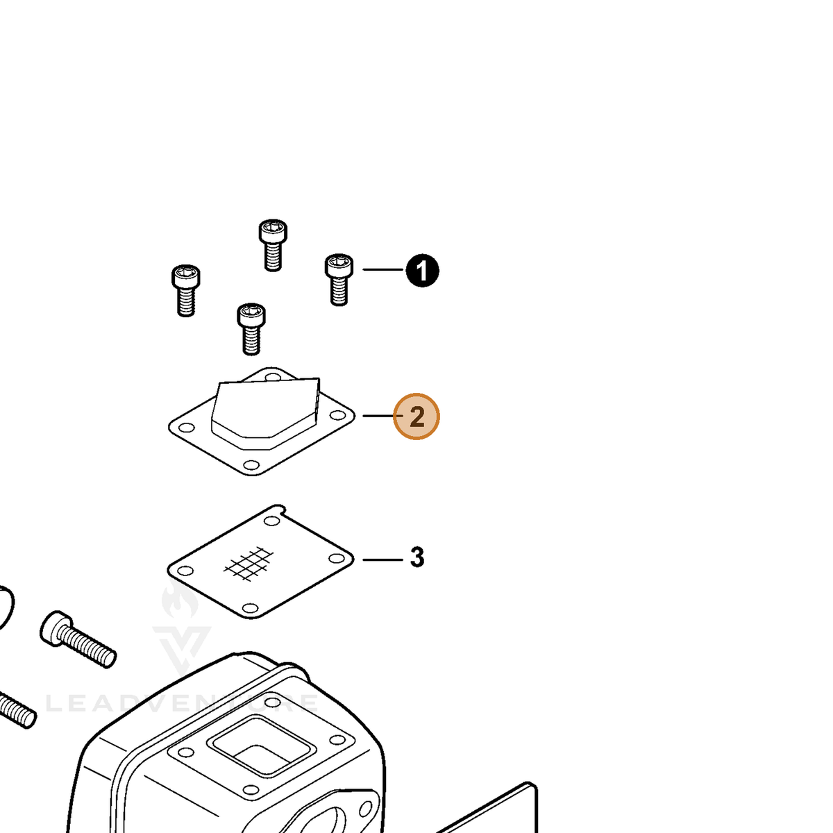 ECHO part A031000040 — IPL diagram snippet (6x zoom, amber highlight)