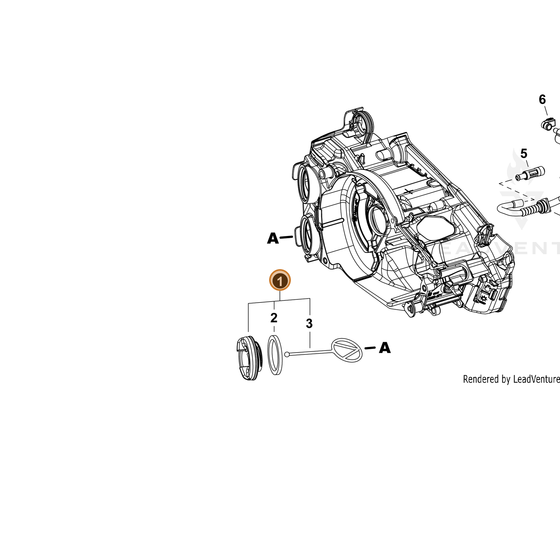 ECHO part A033000390 — IPL diagram snippet (6x zoom, amber highlight)