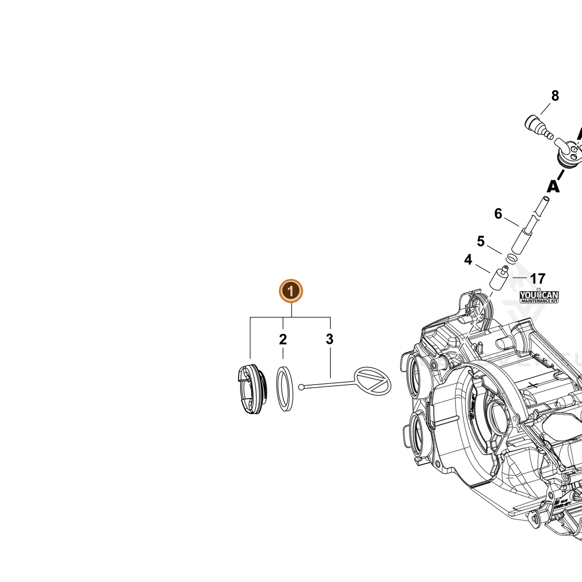 ECHO part A033000410 — IPL diagram snippet (6x zoom, amber highlight)