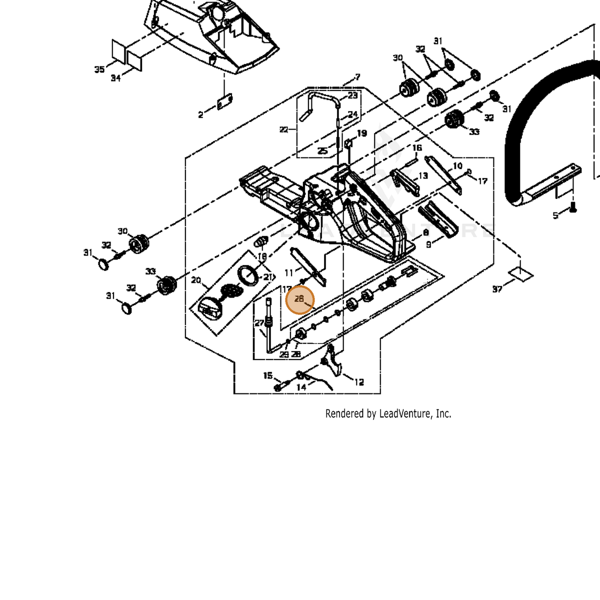 Echo part A034000162 — IPL diagram snippet (6x zoom, amber highlight)