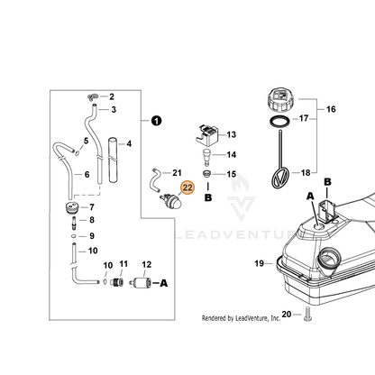 ECHO part A035000050 — IPL diagram snippet (6x zoom, amber highlight)