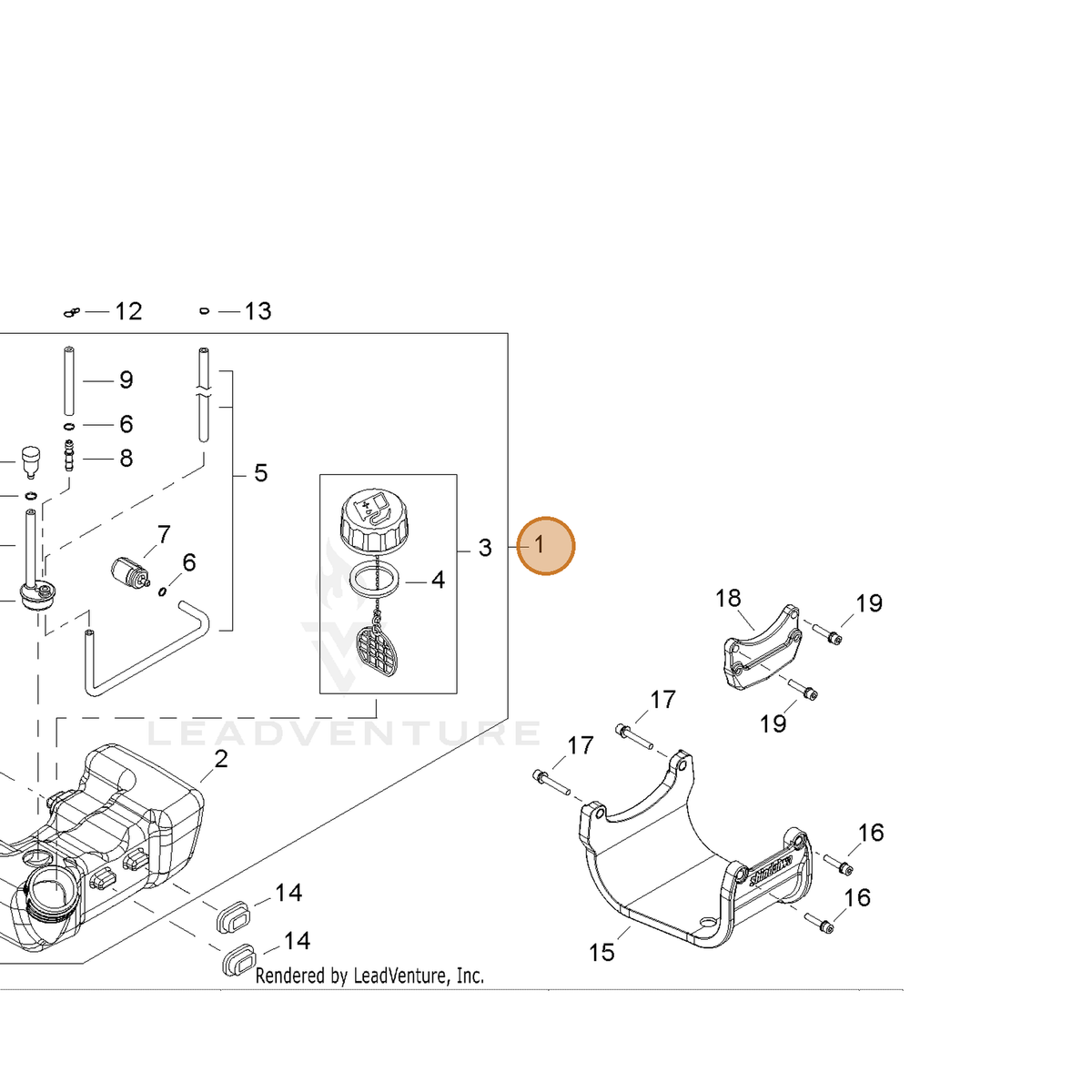Echo part A038000691 — IPL diagram snippet (6x zoom, amber highlight)