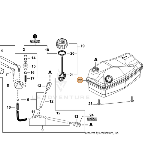 Echo part A038000720 — IPL diagram snippet (6x zoom, amber highlight)