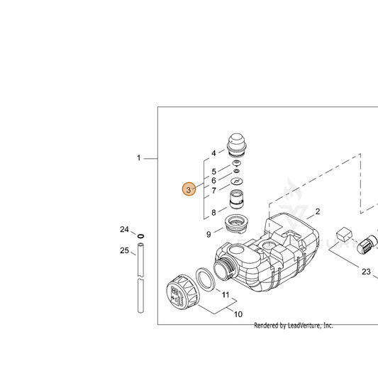 Echo part A039000021 — IPL diagram snippet (6x zoom, amber highlight)