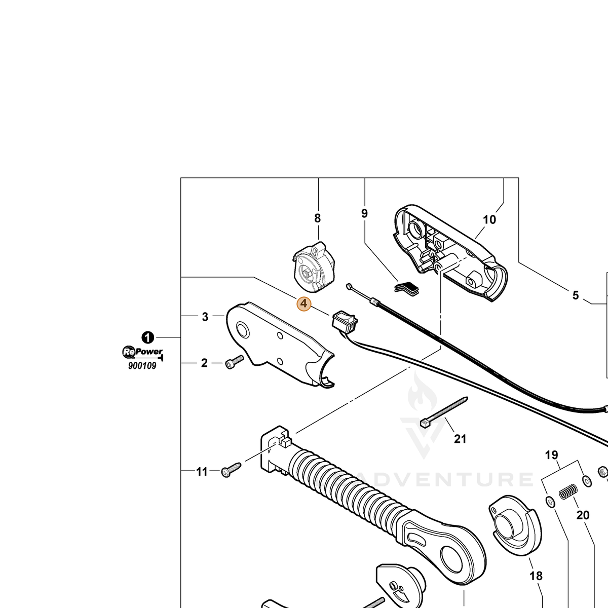 ECHO part A045000111 — IPL diagram snippet (6x zoom, amber highlight)