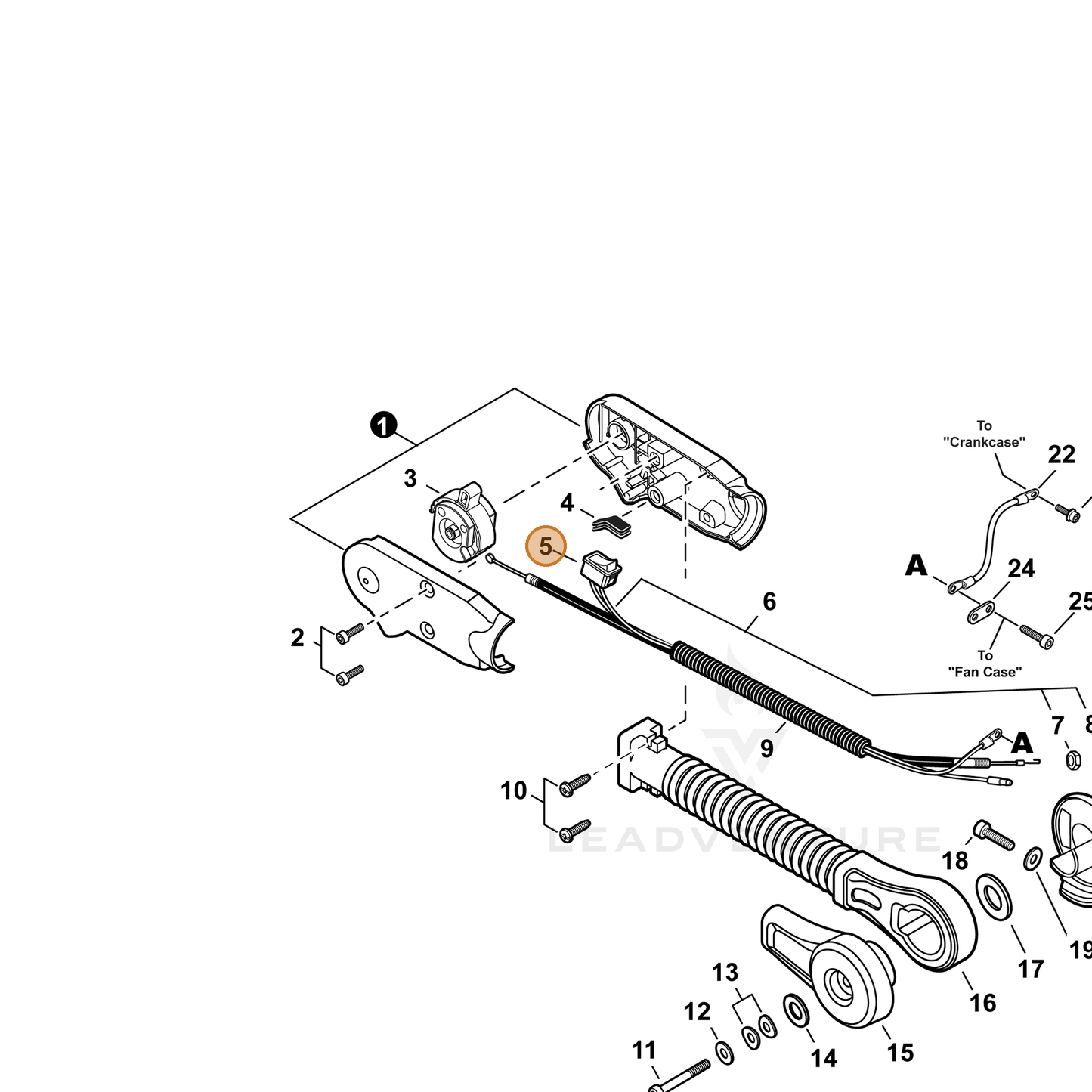 ECHO part A045000870 — IPL diagram snippet (6x zoom, amber highlight)