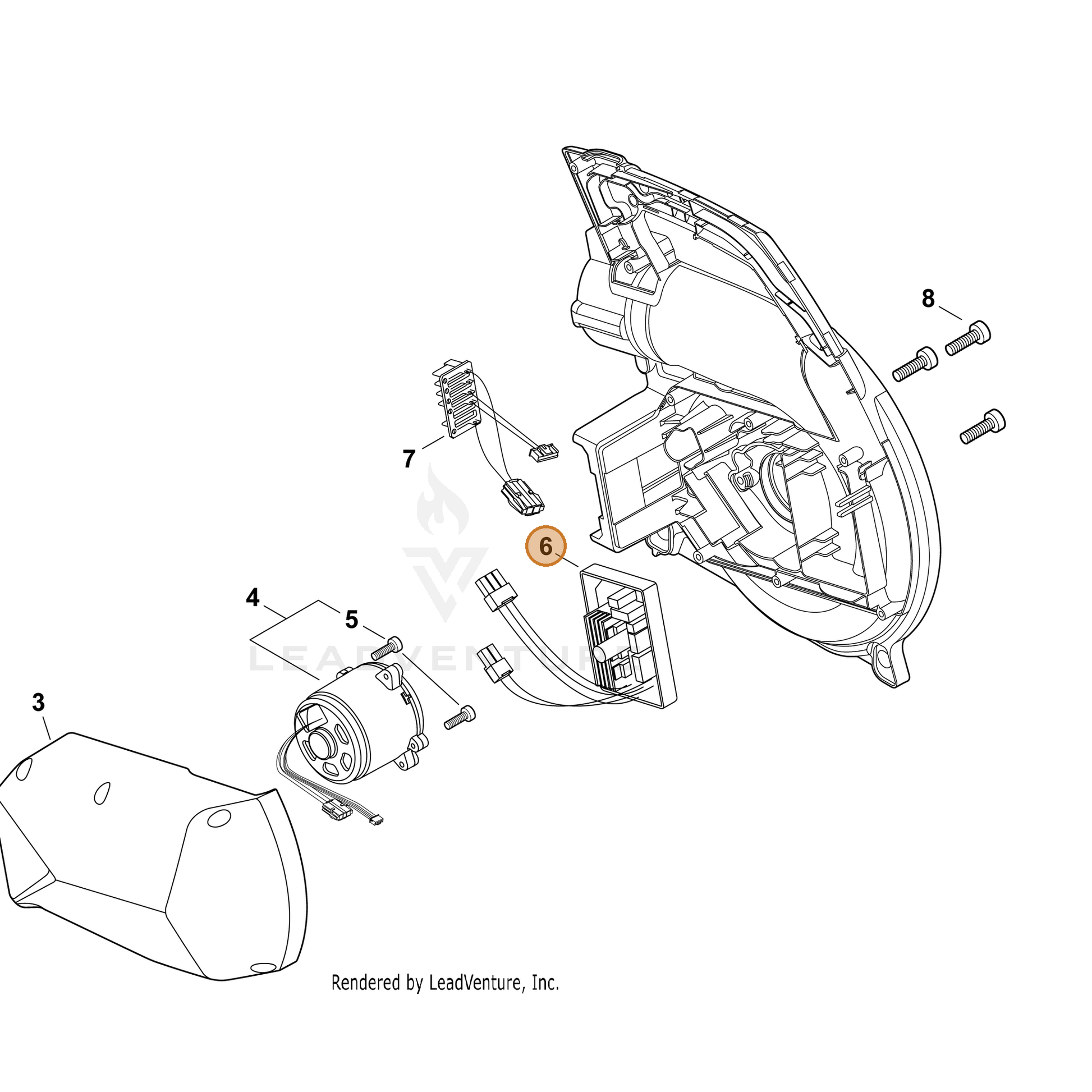 ECHO part A047000320 — IPL diagram snippet (6x zoom, amber highlight)