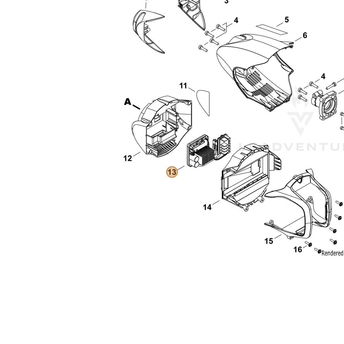 ECHO part A047000520 — IPL diagram snippet (6x zoom, amber highlight)