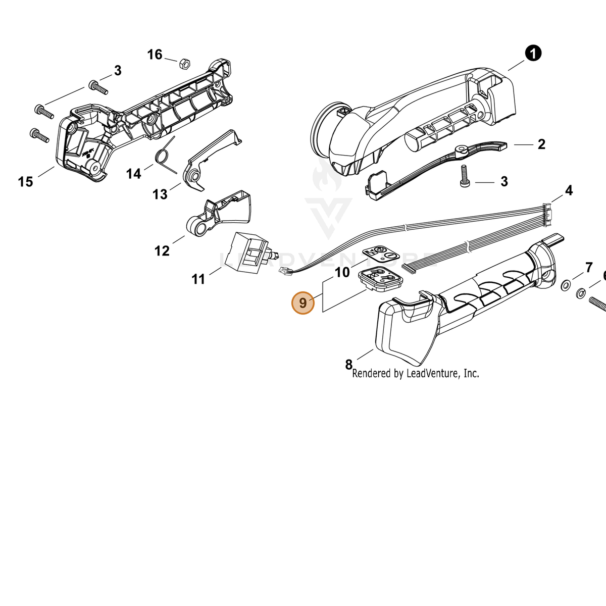 ECHO part A047000630 — IPL diagram snippet (6x zoom, amber highlight)