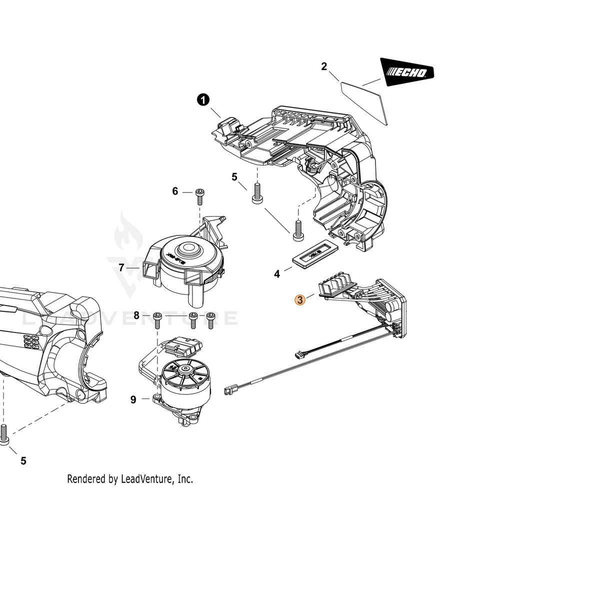 ECHO part A047000640 — IPL diagram snippet (6x zoom, amber highlight)