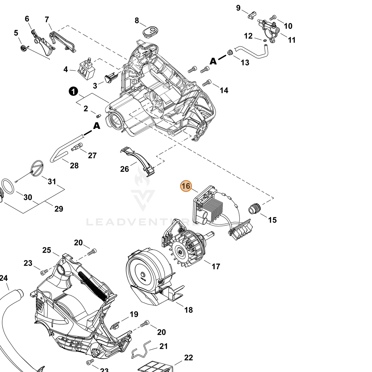 ECHO part A047000660 — IPL diagram snippet (6x zoom, amber highlight)