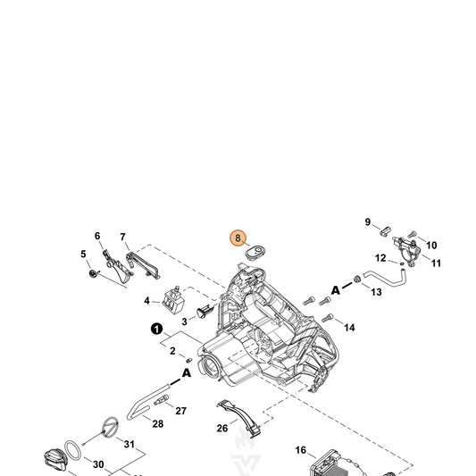 Echo part A047000670 — IPL diagram snippet (6x zoom, amber highlight)