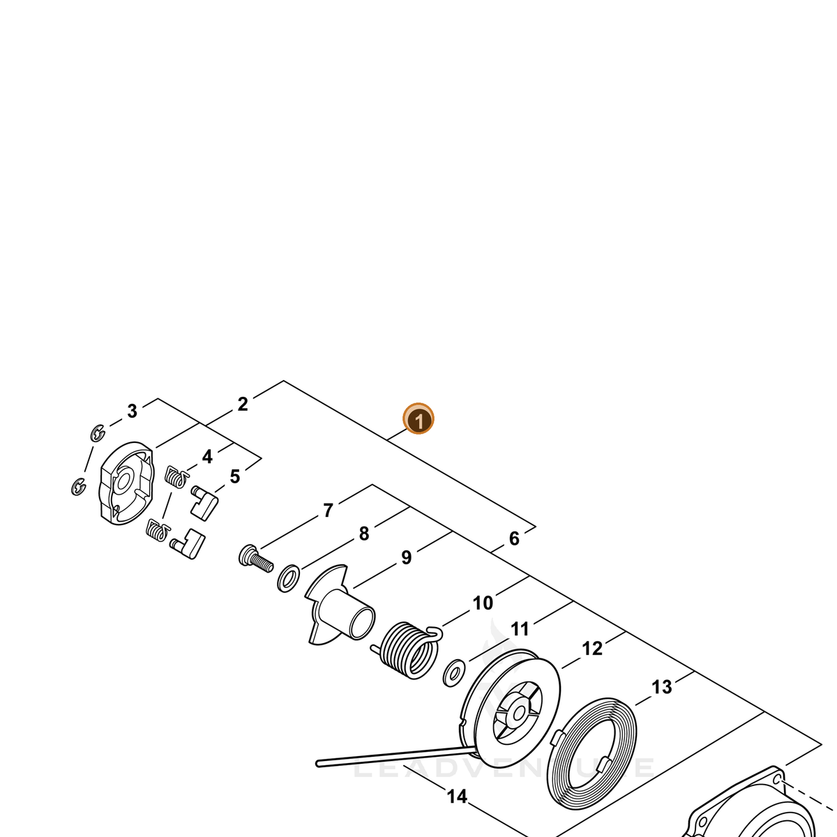 ECHO part A050000340 — IPL diagram snippet (6x zoom, amber highlight)