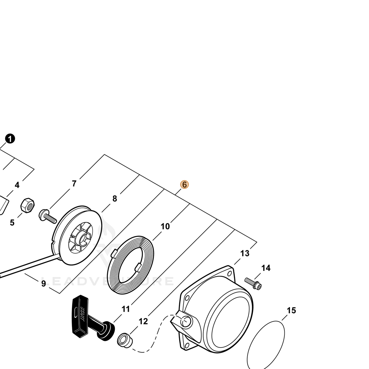 ECHO part A051000070 — IPL diagram snippet (6x zoom, amber highlight)