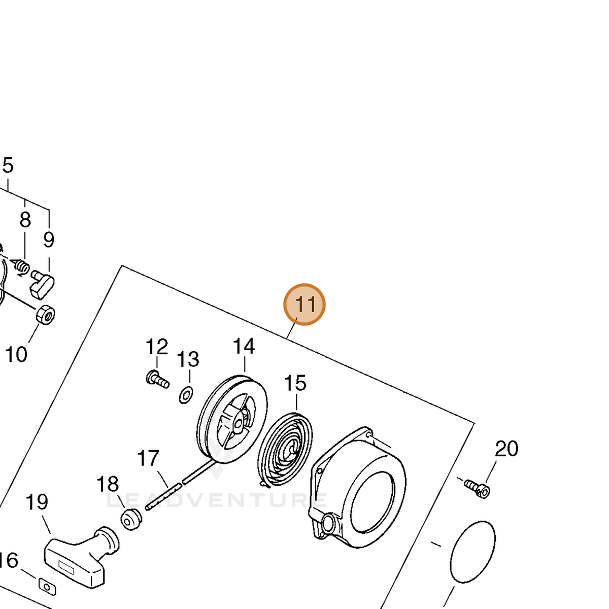 ECHO part A051000170 — IPL diagram snippet (6x zoom, amber highlight)